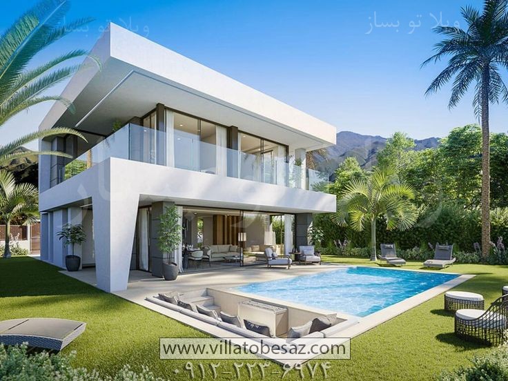 طراحی حیاط ویلا مدرن