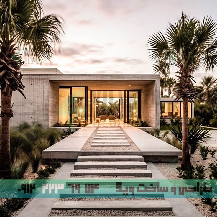 نمای ویلای میکروسمنت- بررسی طراحی داخلی و خارجی با استفاده از میکروسمنت