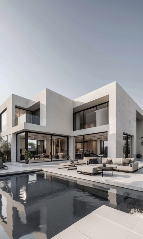 عکس ویلای سیمان سفید- کاربردهای سیمان سفید در ساخت ویلاها