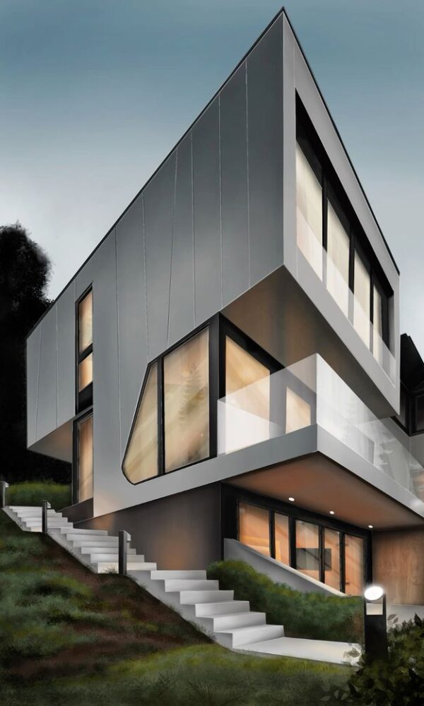 عکس ویلای طوسی و سفید- تأثیر ویلاهای با رنگ طوسی و سفید بر بازار ملک