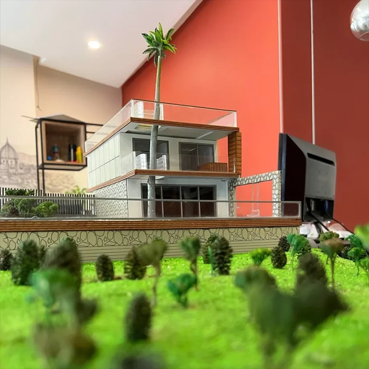 ماکت خانه ویلایی که توسط تیم ماکت مشهد ساخته شده است.