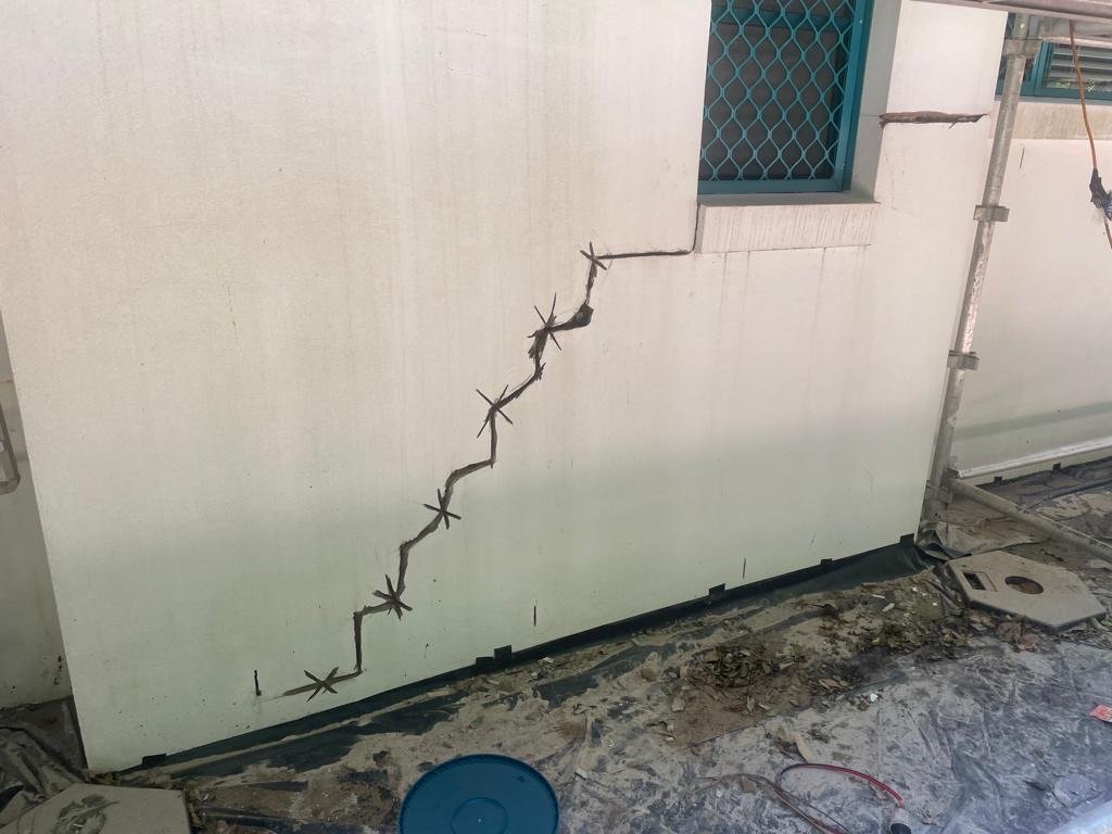 نقشه مهندسی نمای ساختمان با جزئیات فواصل انبساطی