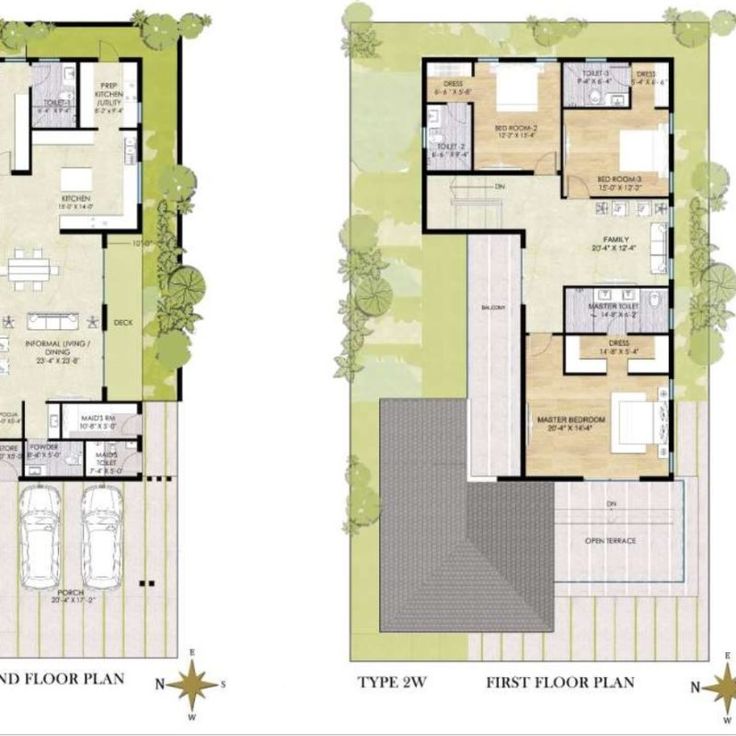 طراحی ویلا در زمین باریک با باغچه عمودی و حیاط داخلی