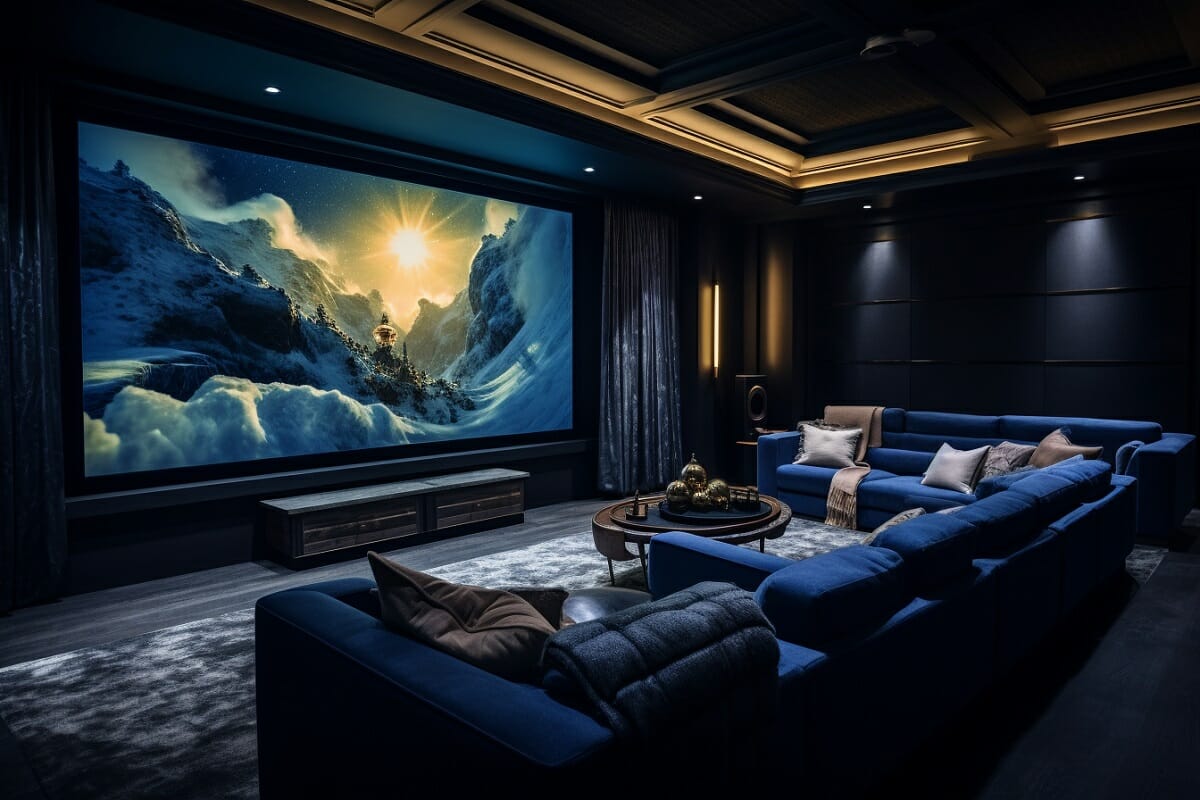 پروژکتور 4K و سیستم صوتی Dolby Atmos در سالن سینمایی ویلا