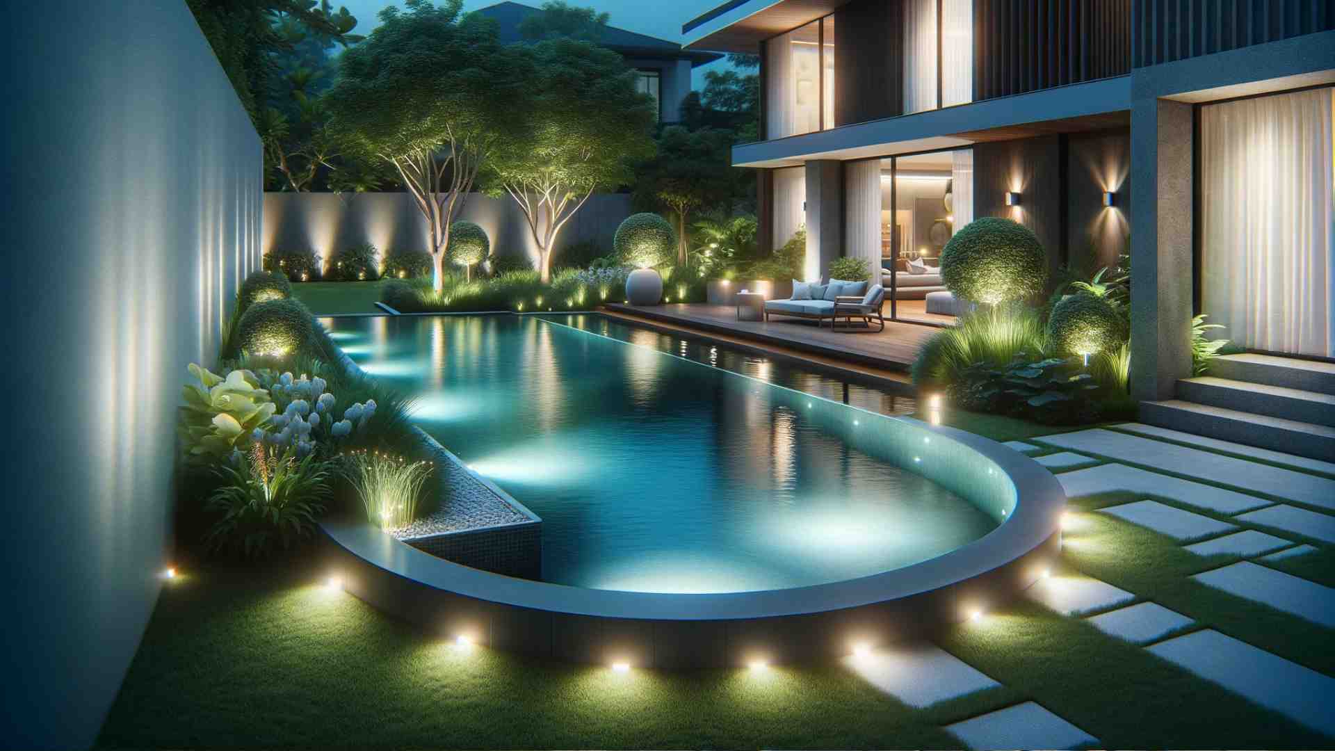 نصب لامپهای LED زیرآبی در استخر ویلا با استفاده از کابلکشی محافظ