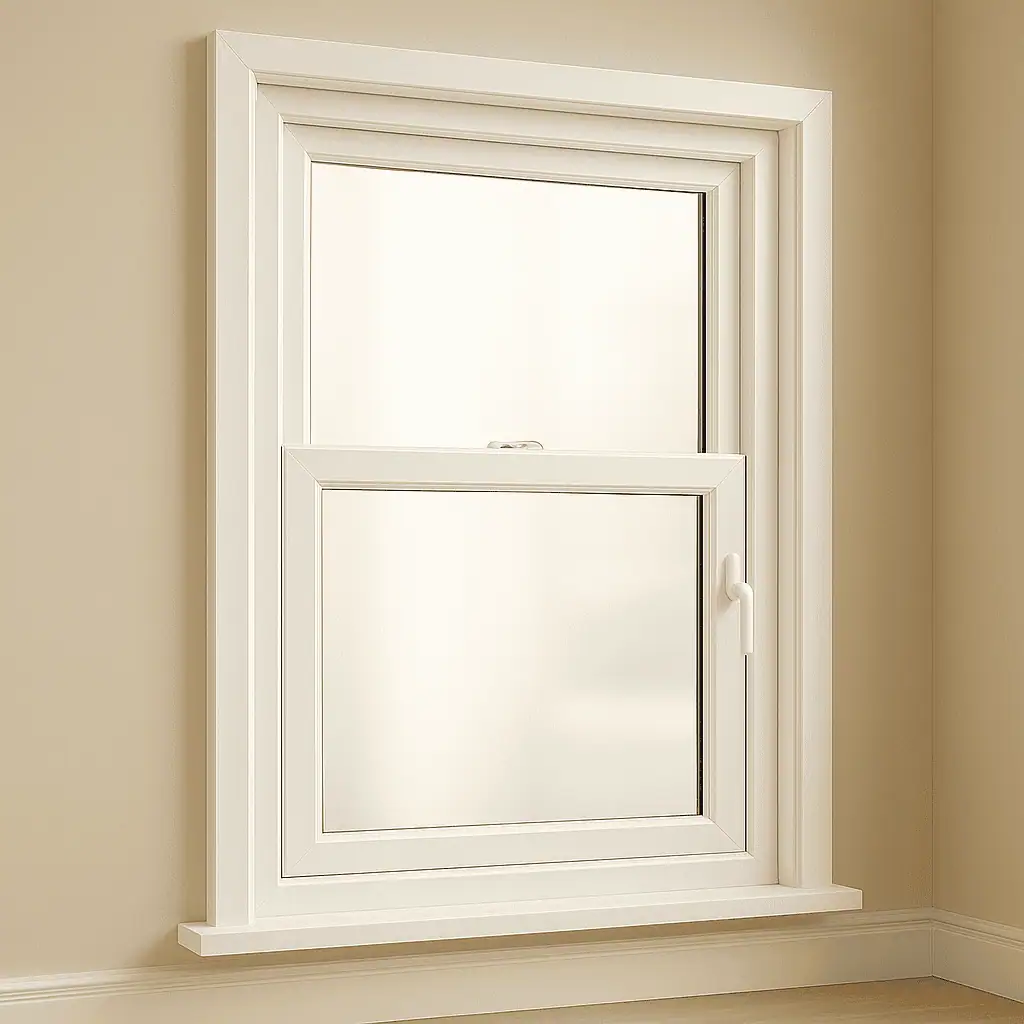 پنجرههای قدی UPVC با مکانیزم اسلایدی عمودی نصب شده در ویلا